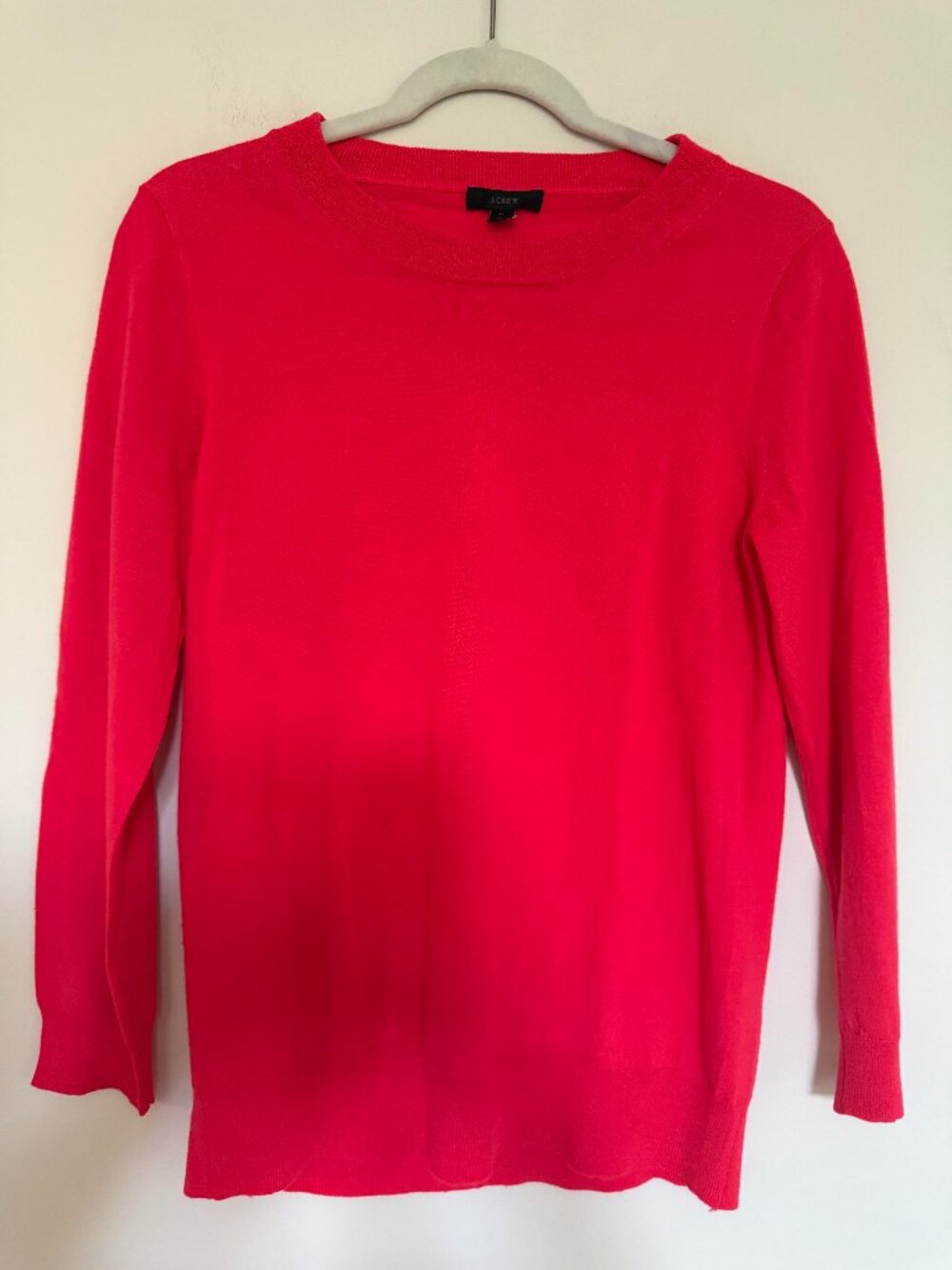 J.Crew Tippi Merino Wool Crew Neck Sweater Minimalist Quiet Luxury Coral -Medium